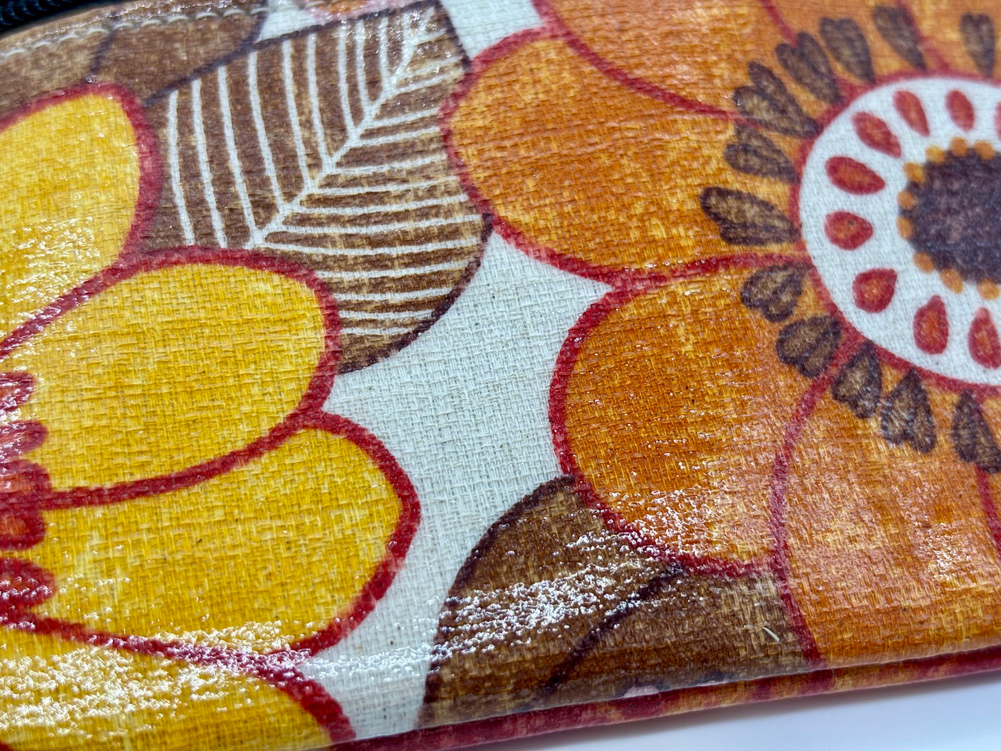 Large Wristlet in Vintage Floral in Orange