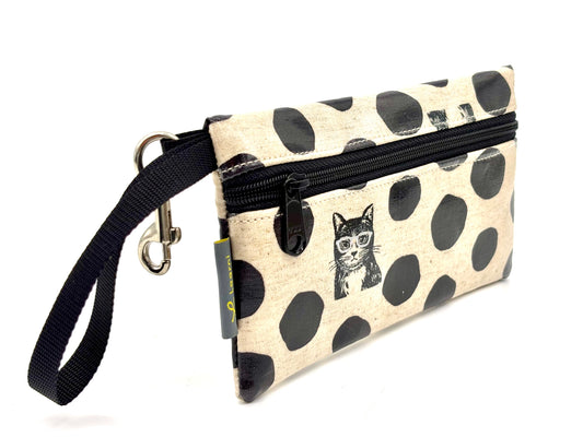 Medium Wristlet in Cat w/Glasses in Cream