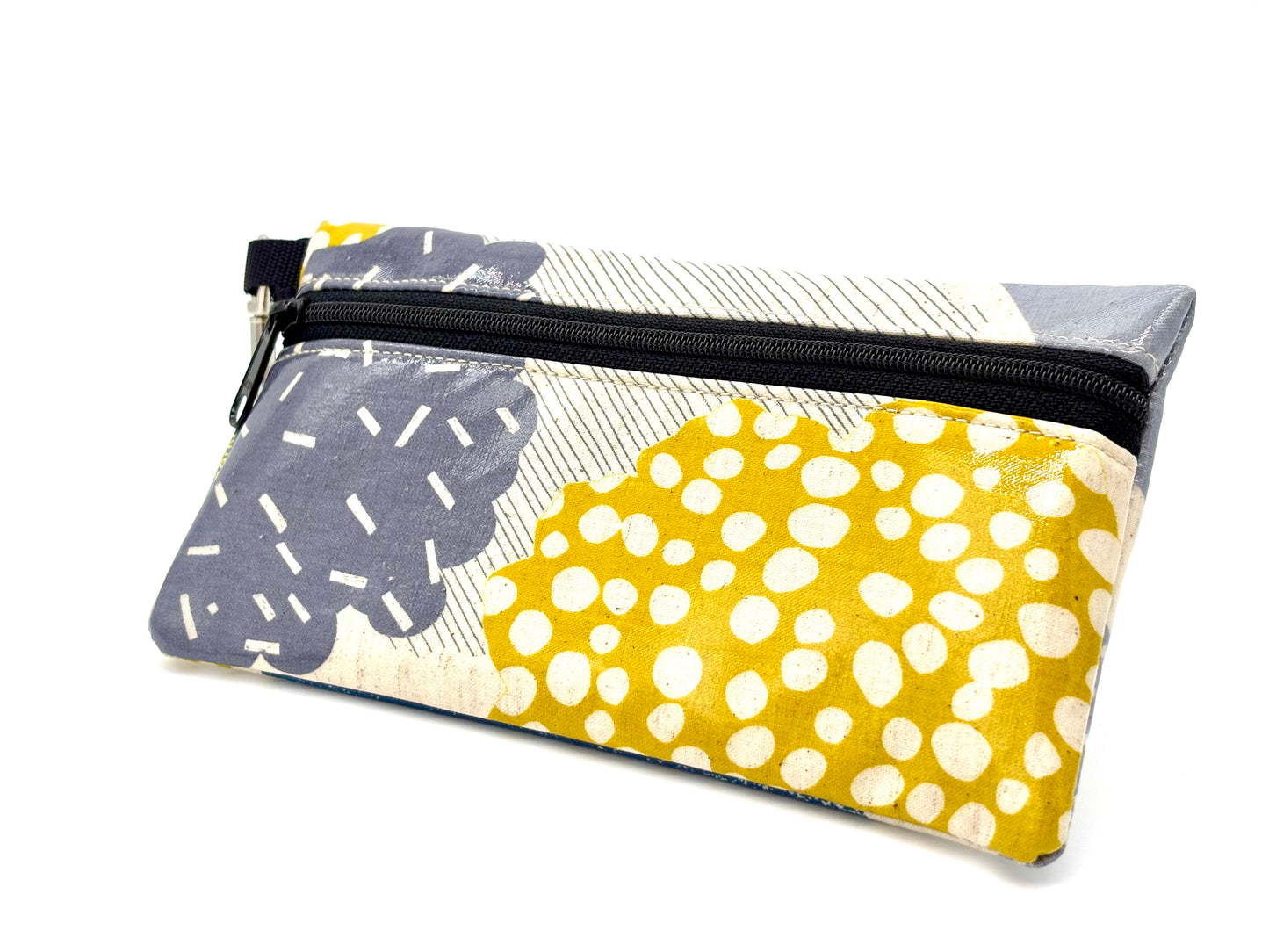 Large Wristlet in Mostly Gray & Yellow