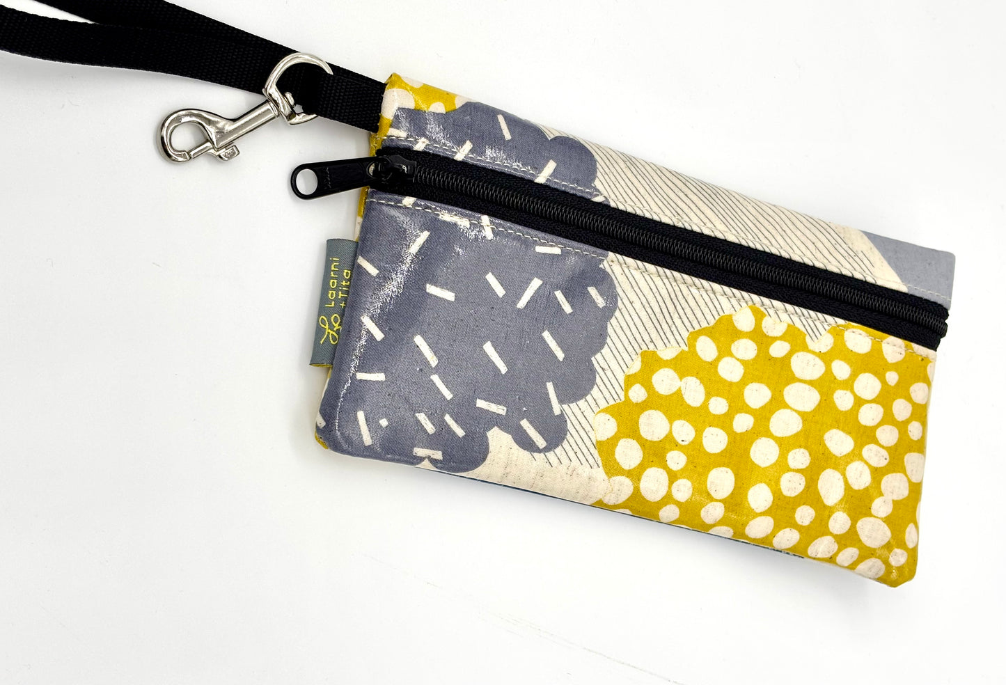 Large Wristlet in Mostly Gray & Yellow