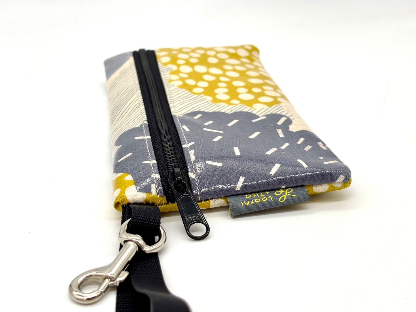 Large Wristlet in Mostly Gray & Yellow