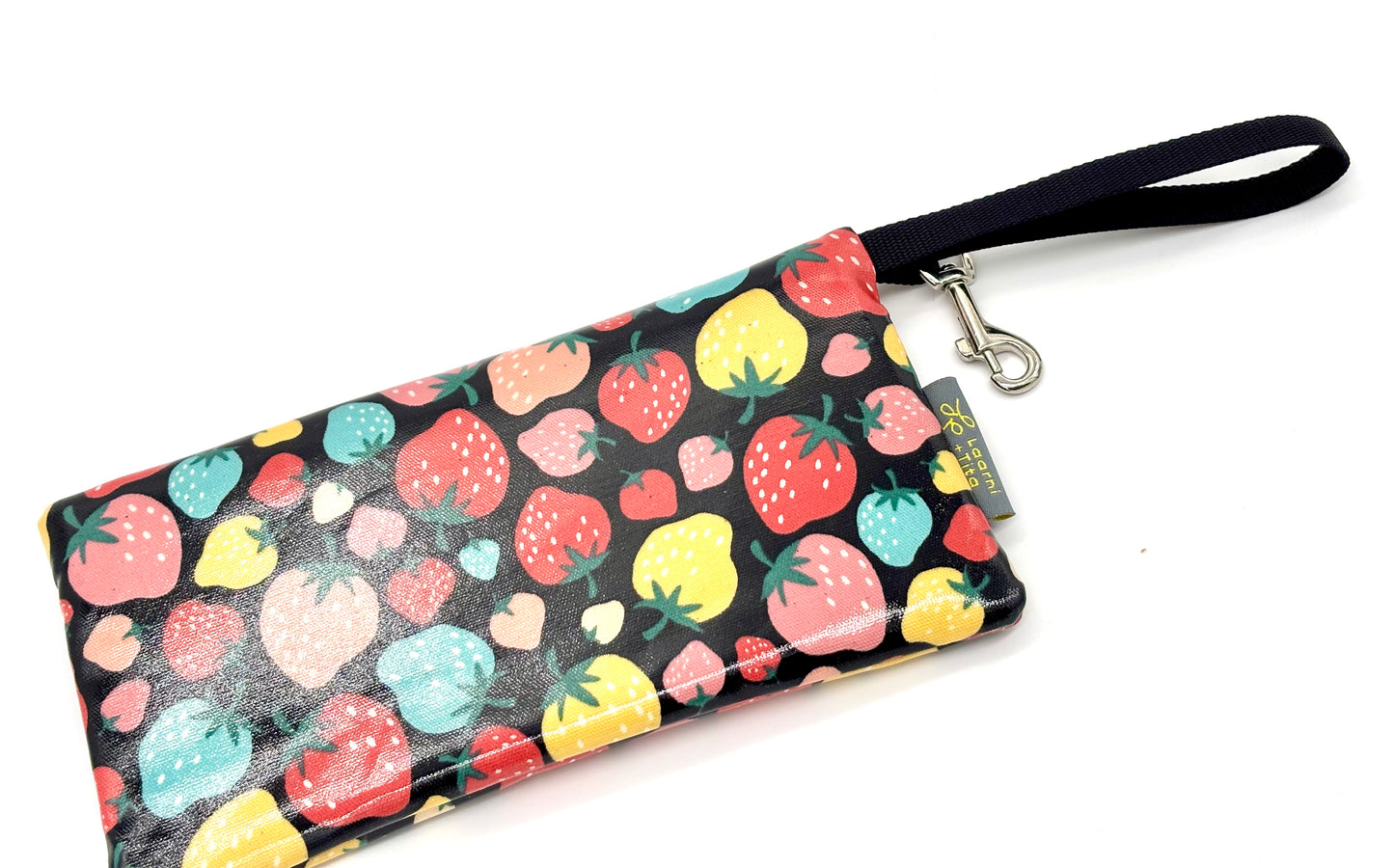 Large Wristlet in Bright Strawberries