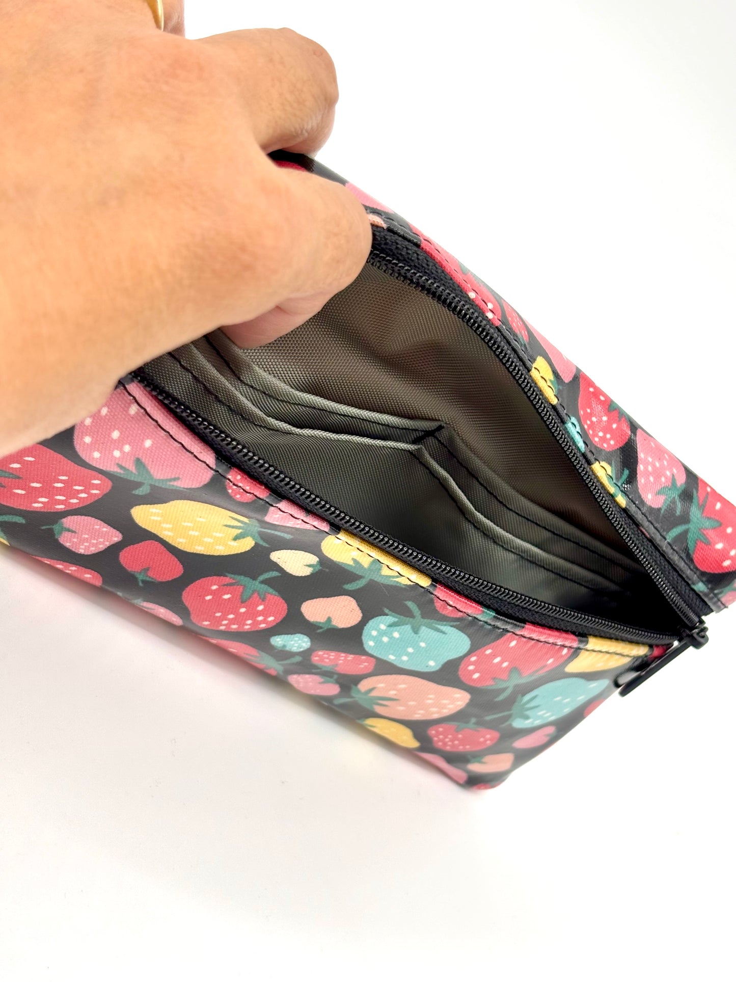 Large Wristlet in Bright Strawberries