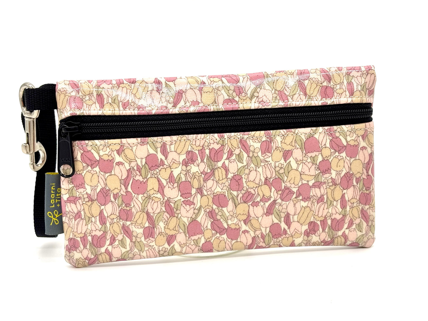 Medium Wristlet in Pink Tulips