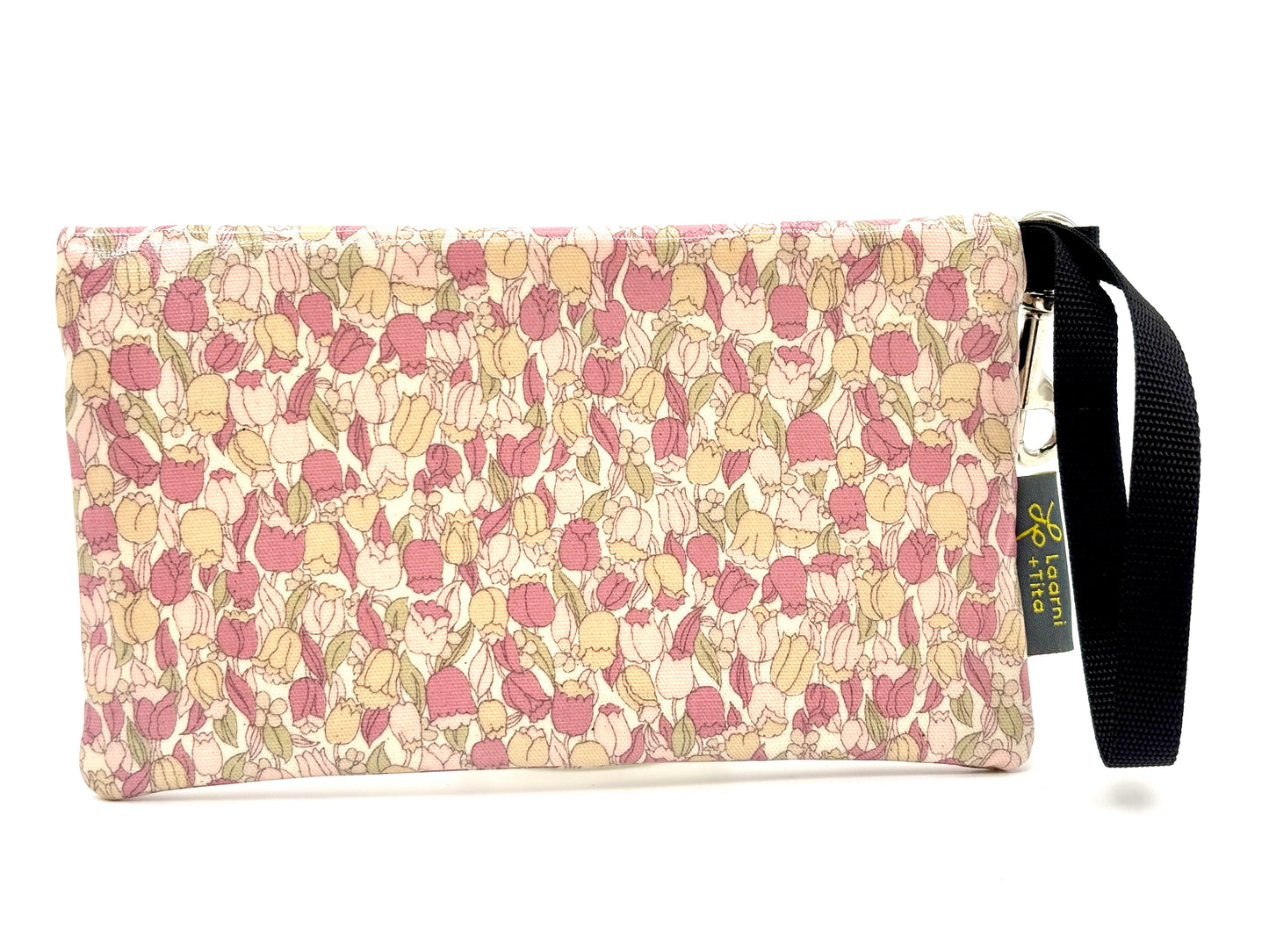 Medium Wristlet in Pink Tulips