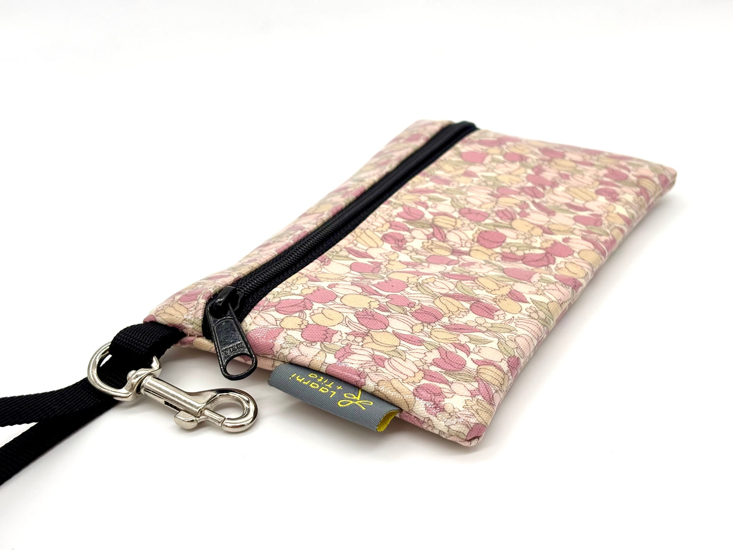 Medium Wristlet in Pink Tulips