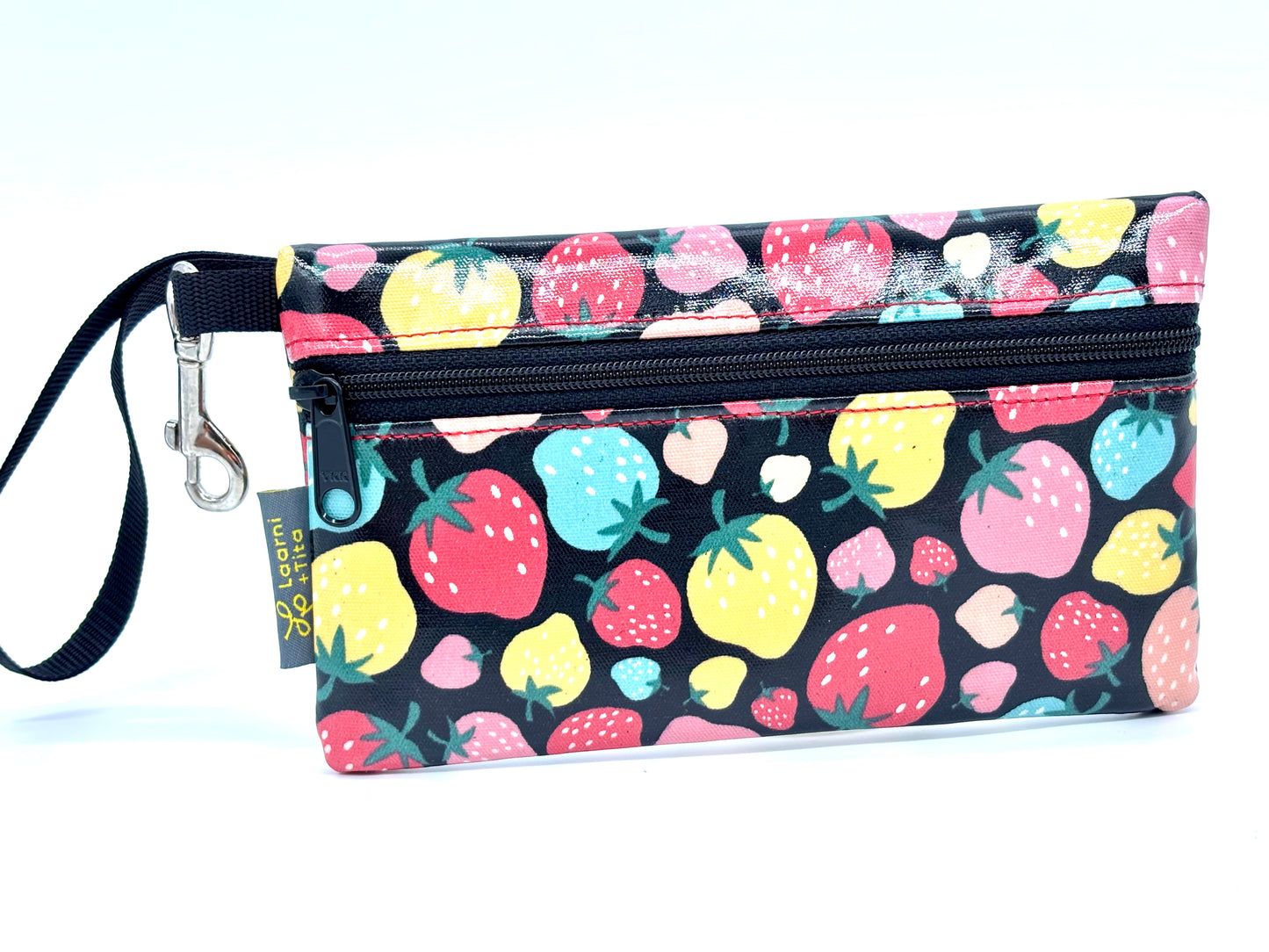 Medium Wristlet in Bright Strawberries