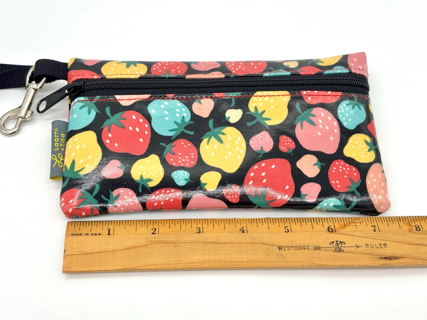 Medium Wristlet in Bright Strawberries