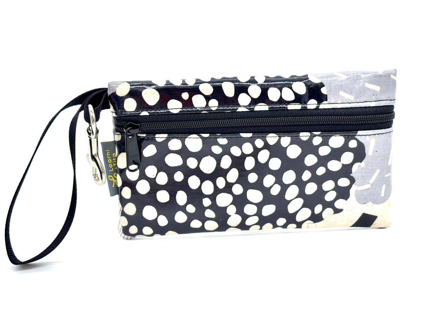 Medium Wristlet in Mostly Black & Gray