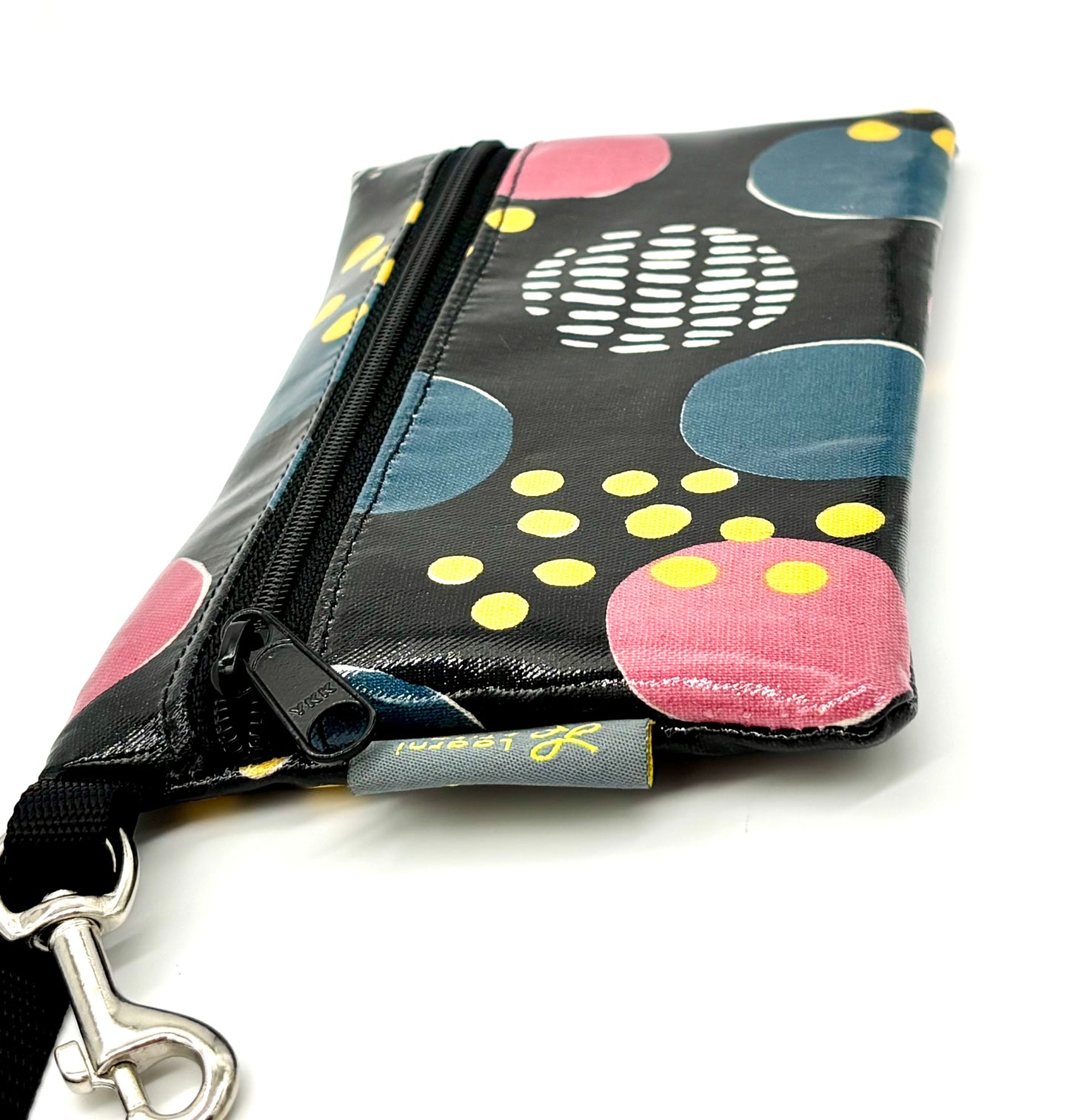 Medium Wristlet in Circle Patterns on Black