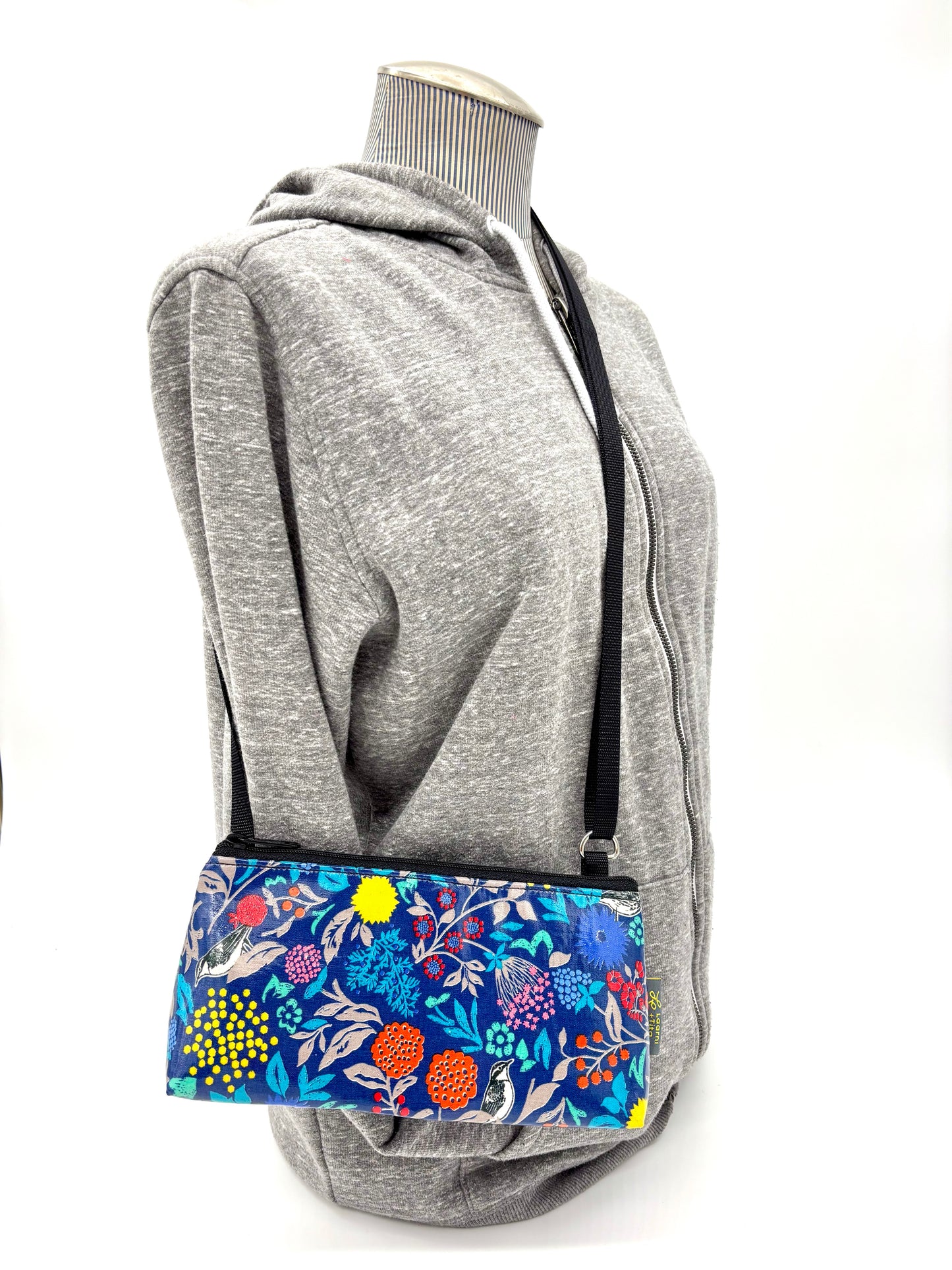 Mini Purse in Hidden Birds in blue