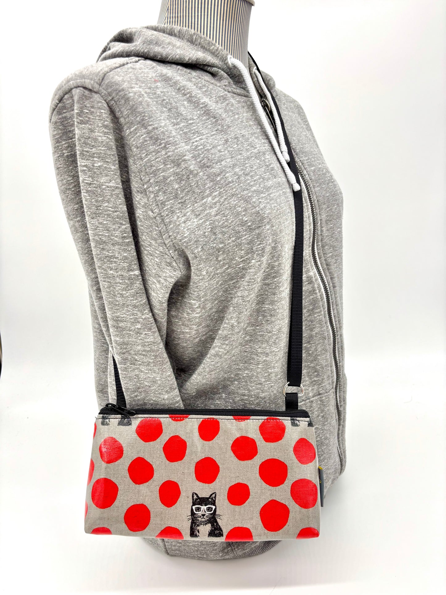Mini Purse in Cat w/ Glasses in Red