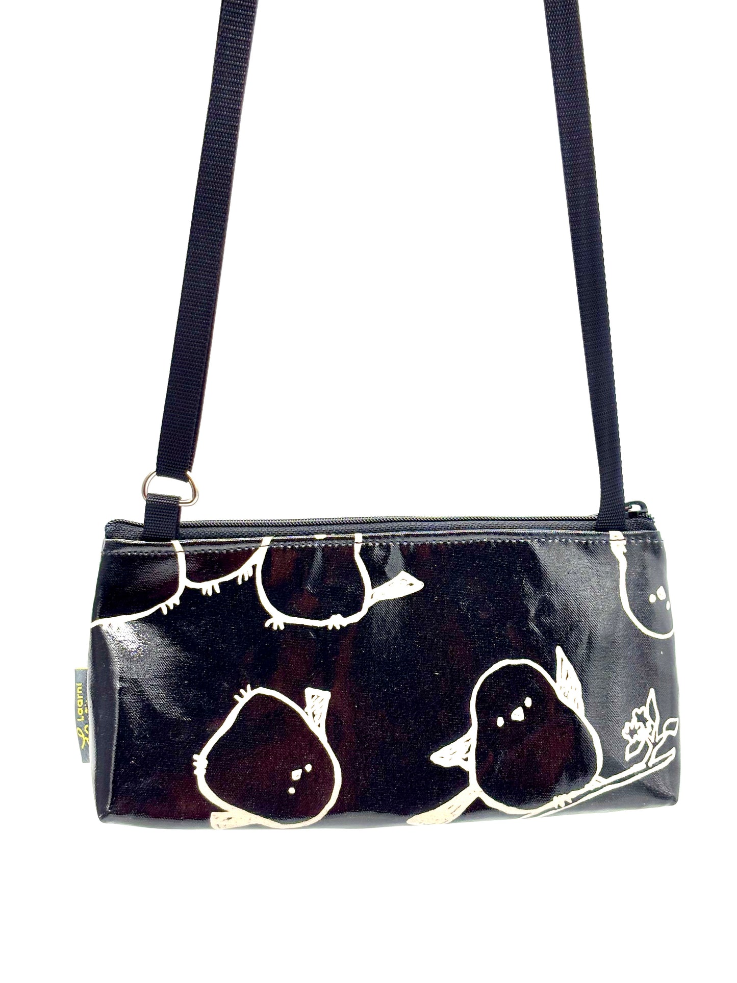 Mini Purse in Black Puffy Birds