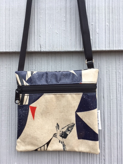 Small Travel Purse in Bird on Cream