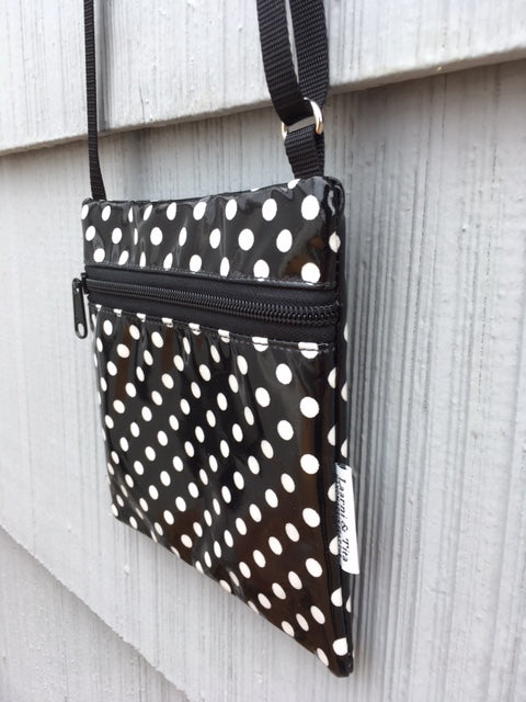 Small Travel Purse in Black and White Polka Dots