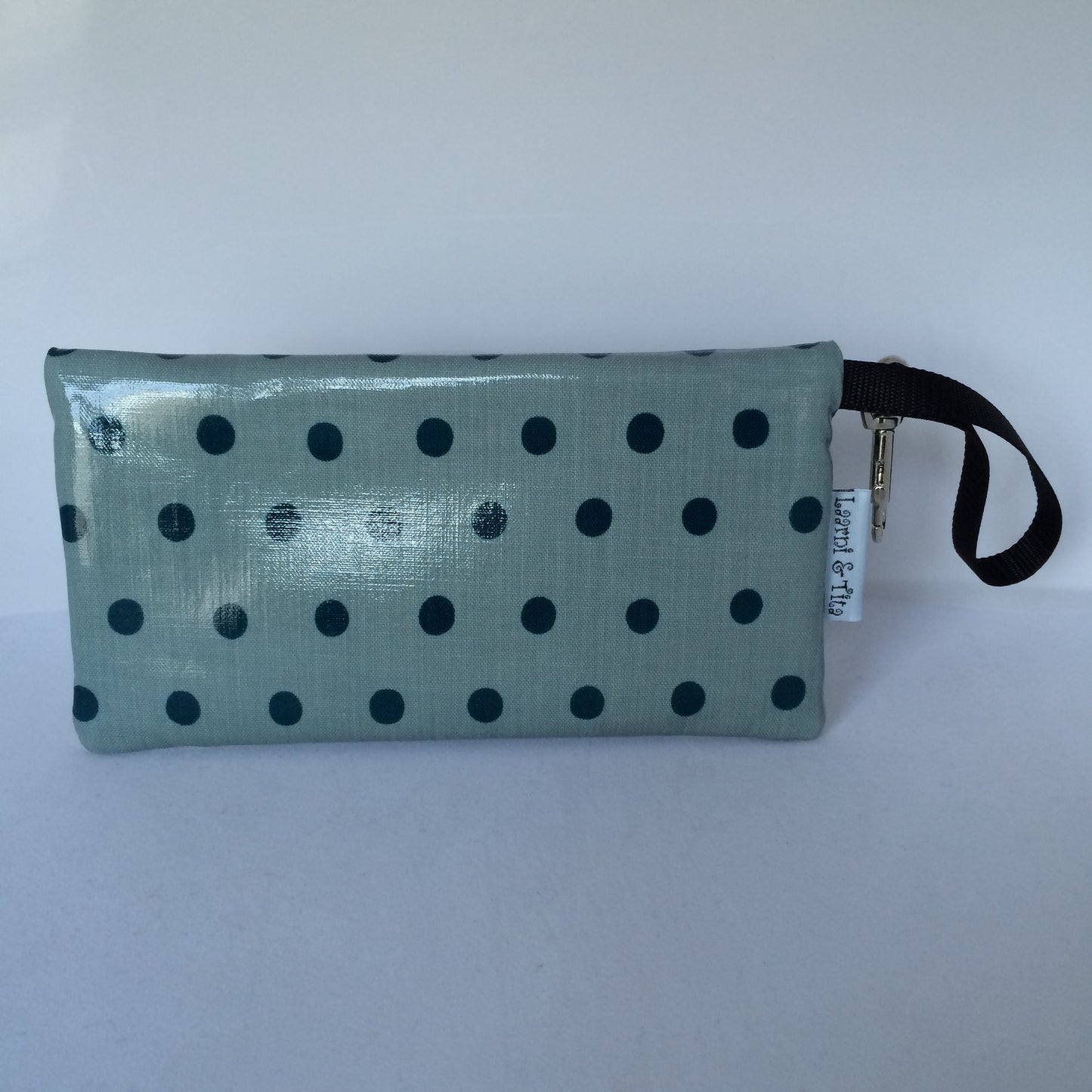 Large Wristlet in Polka Dot dark teal