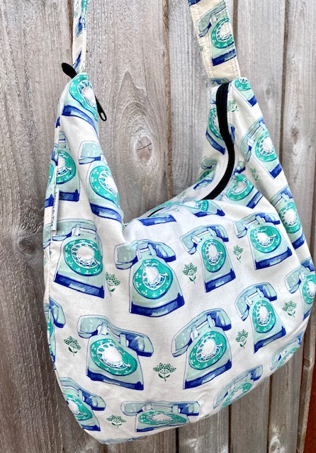 Hobo Bag in Retro Dial Phone Print