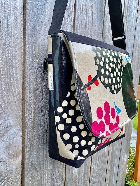 Tall Messenger Bag in Pink Berries