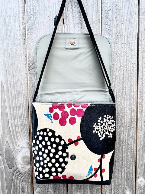 Tall Messenger Bag in Pink Berries