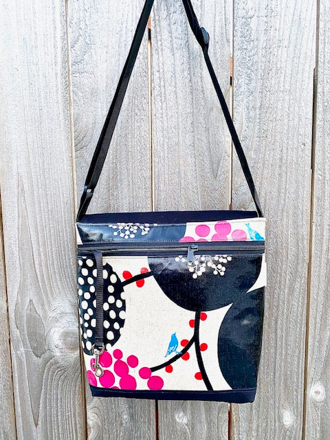 Tall Messenger Bag in Pink Berries