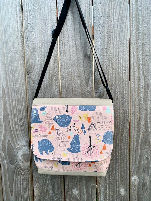 Tall Messenger Bag in Leafy Forest