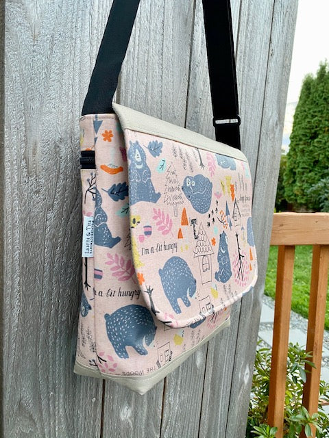 Tall Messenger Bag in Leafy Forest