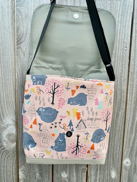 Tall Messenger Bag in Leafy Forest