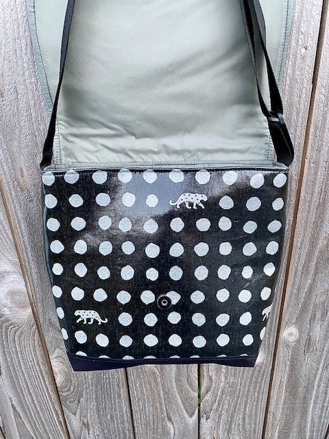 Tall Messenger Bag in Silver Spots Leopard