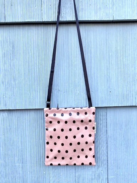 Small Travel Purse in Peach Polka Dots