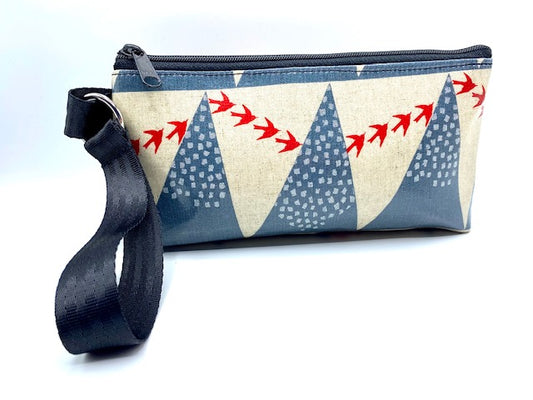 Medium Makeup Bag in gray birds in flight