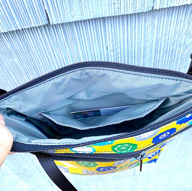 Medium Travel Purse in Yellow Bird