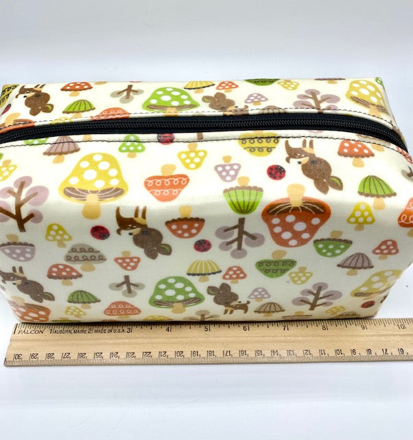 Box Pouch in Green Mushrooms