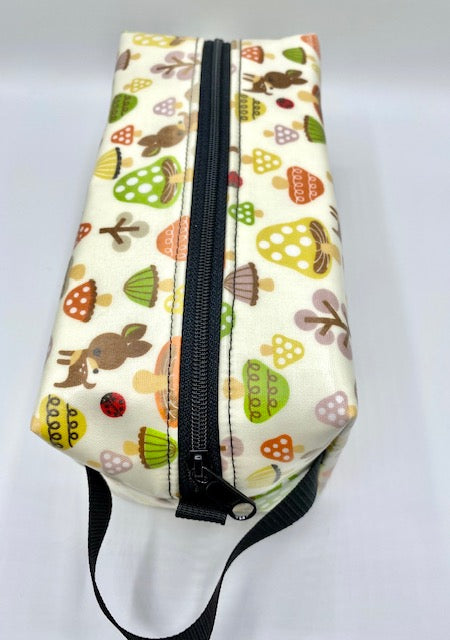 Box Pouch in Green Mushrooms