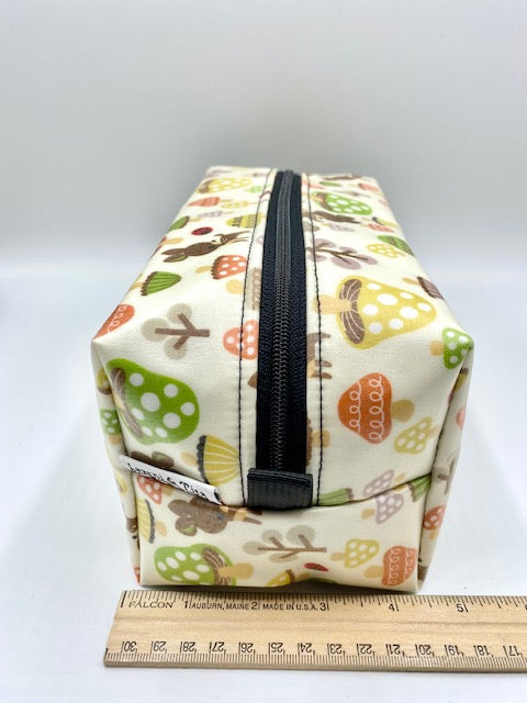 Box Pouch in Green Mushrooms
