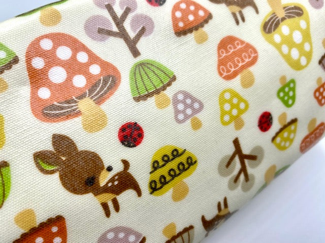 Box Pouch in Green Mushrooms