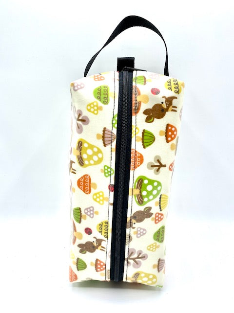 Box Pouch in Green Mushrooms