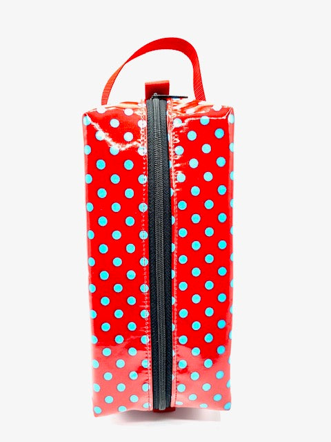 Box Pouch in Red/Blue Polka Dots