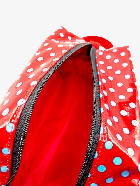 Box Pouch in Red/Blue Polka Dots