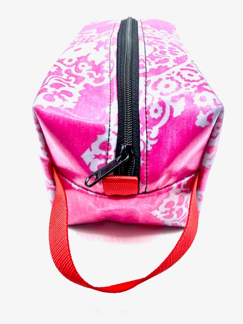 Box Pouch in Pink Lace Overlay