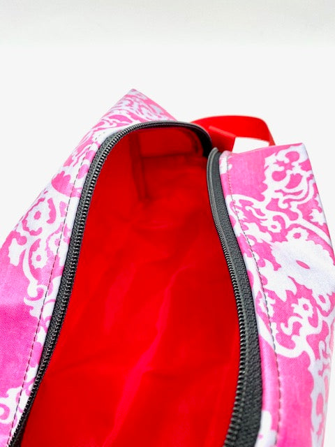 Box Pouch in Pink Lace Overlay