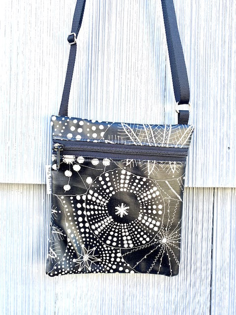 Small Travel Purse in Black Flowers