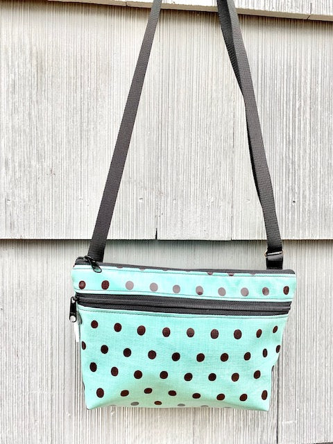 Alyssa Purse in Teal Polka Dots