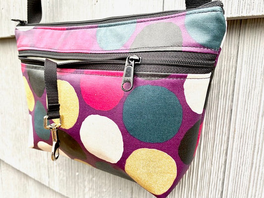 Alyssa Purse in Purple Gold Dots