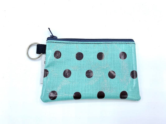 Coin Purse in Teal Polka Dots