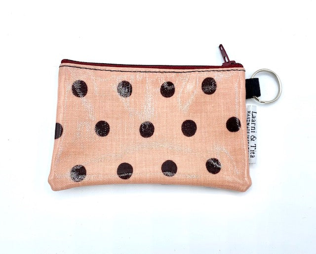Coin Purse in Peach Polka Dots