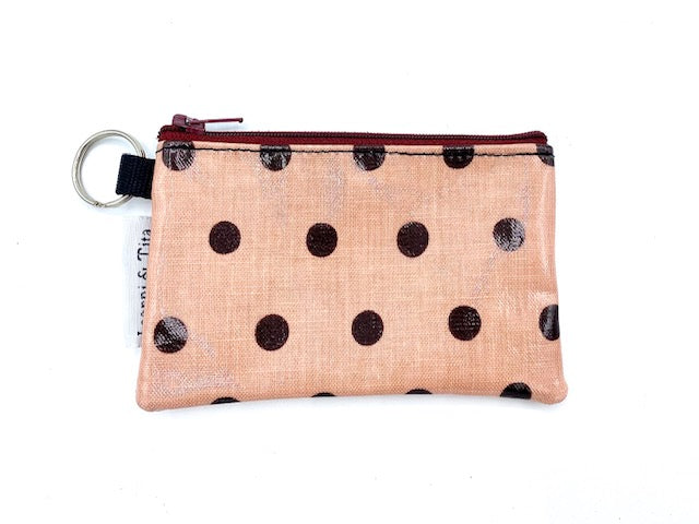 Coin Purse in Peach Polka Dots