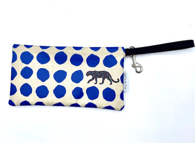 Large Wristlet in Blue Spotted Leopard