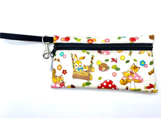 Large Wristlet in Pink and Red Mushroom