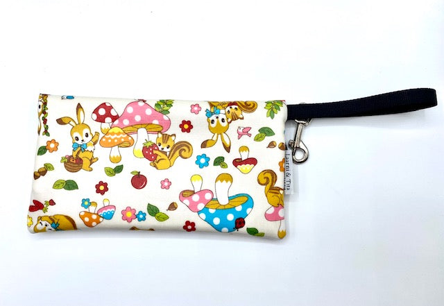 Large Wristlet in Pink and Red Mushroom