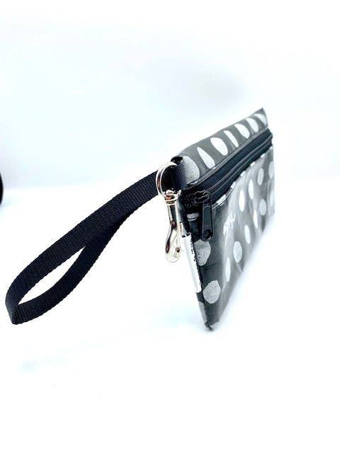Large Wristlet in Silver Spots Leopard
